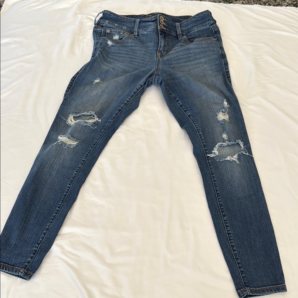 Torrid Blue Skinny Jeans Distressed Style